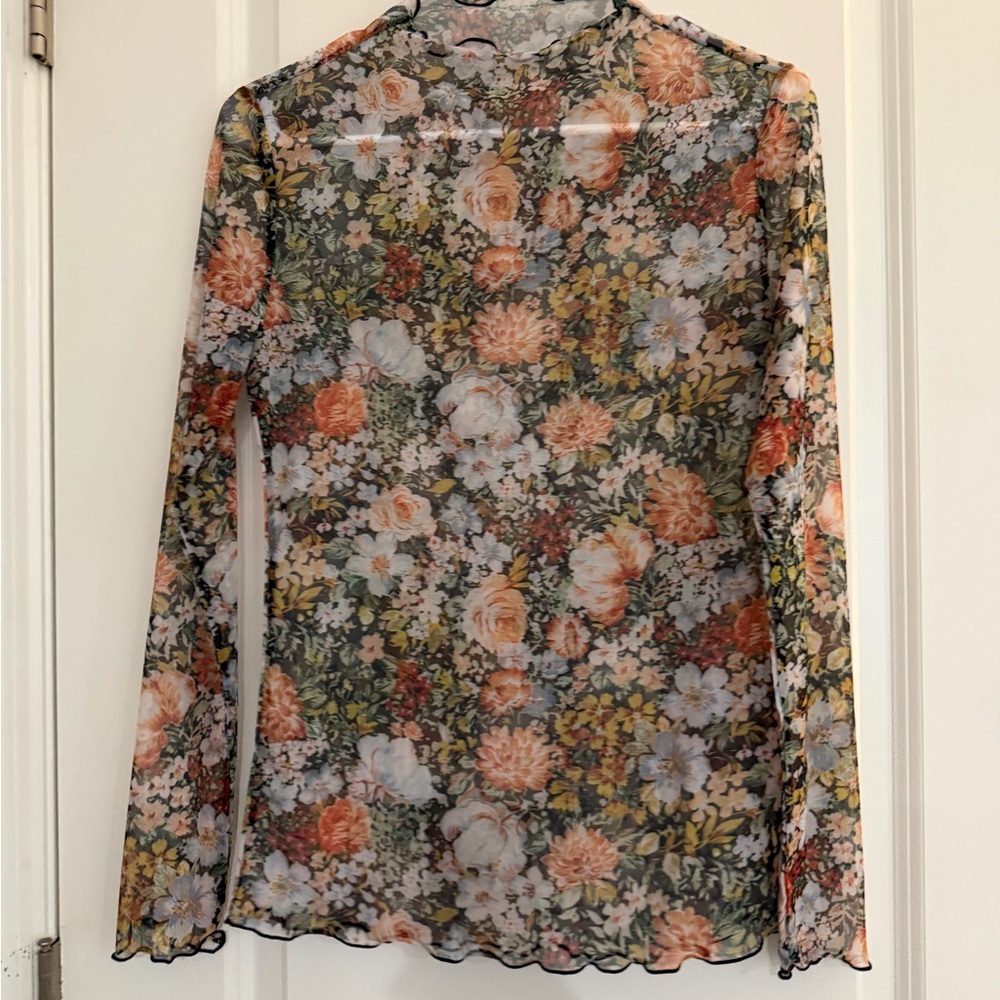 5 for $25 • Floral Long Sleeve Sheer Top